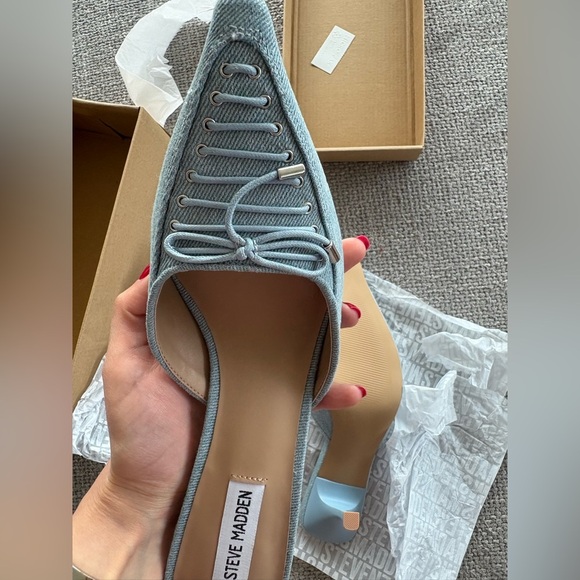Steve Madden Brianne Denim Pointed Stiletto Mules, Size 9 brand new with box - Picture 12 of 16